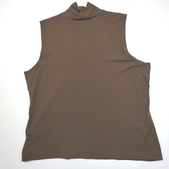Talbots Sleeveless Mock Neck Top XL Brown Rayon Spandex NWT Vintage Korea - Picture 2 of 6